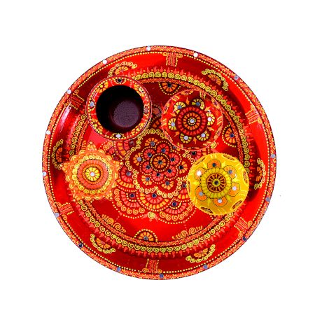 Handicraft Stainless Steel Pooja Thali - Set of 5